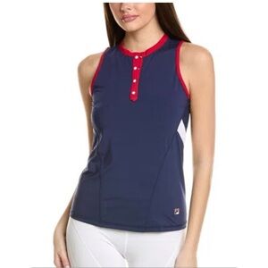 Fila Navy Sleeveless Polo Tank with Red Trim